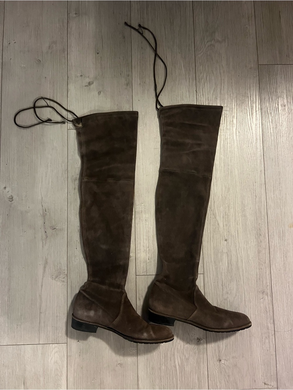 Stuart Weitzman Over-the-Knee Suede Riding Boots in Dark Brown
